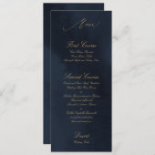 Midnight Blue Calligraphy Wedding Menu Kaart (Voorkant / Achterkant)