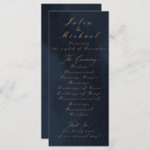 Midnight Blue Calligraphy Wedding Program Kaart (Voorkant / Achterkant)