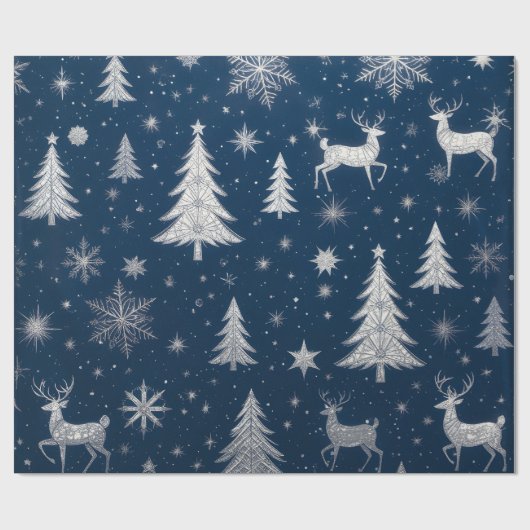 Midnight Blue Christmas Wrapping Paper Cadeaupapier (Vlak)