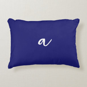 Midnight Blue Color Minimalist Plain Monogram Accent Kussen