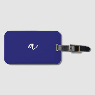 Midnight Blue Color Minimalist Plain Monogram Bagagelabel