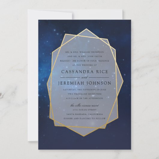 Midnight Blue Constellation Wedding Invitations (Devant)