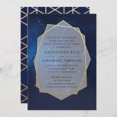 Midnight Blue Constellation Wedding Invitations (Devant / Derrière)