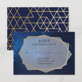 Midnight Blue Constellation Wedding RSVP Kaartje (Voorkant / Achterkant)
