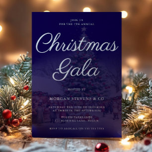 Midnight Blue Corporate Christmas Gala Party Kaart