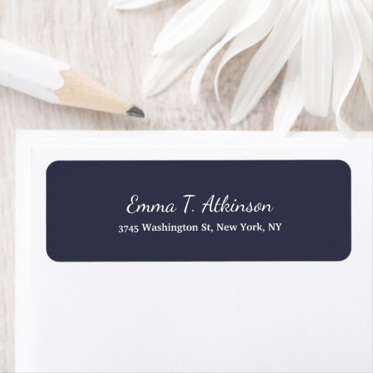 Midnight Blue Creative Handschrift Script Plain Etiket (Insitu)