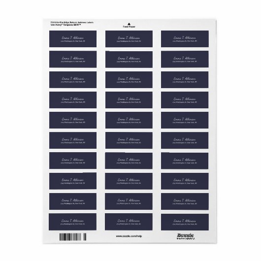 Midnight Blue Creative Handschrift Script Plain Etiket (Full Sheet)