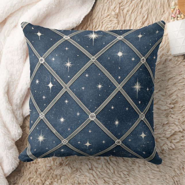 Midnight Blue Diamond Lattice - Starry Night Kussen (Deken)