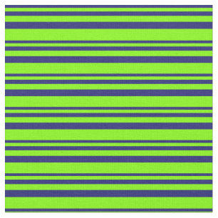 Midnight Blue en Chartreuse Lined/Striped Pattern Stof