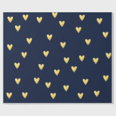 Midnight blue en goudharten cadeaupapier (Vlak)