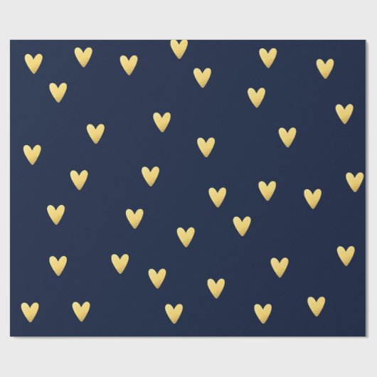 Midnight blue en goudharten cadeaupapier (Vlak)