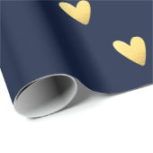 Midnight blue en goudharten cadeaupapier (Rol Hoek)