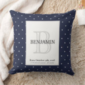 Midnight Blue en Monogram Birth Stats Keepomwille Kussen (Deken)