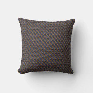 Midnight blue en oranje pauw-vederpatroon kussen