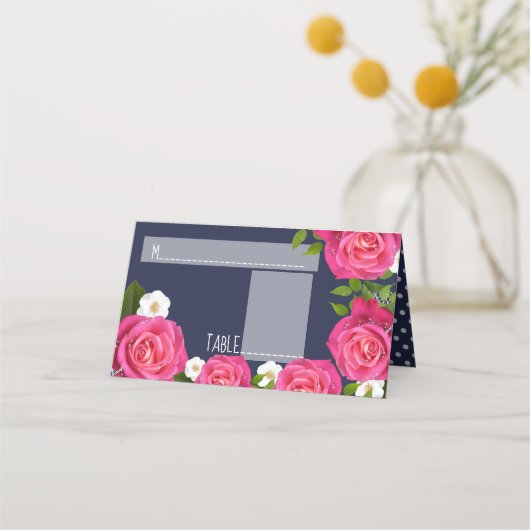 Midnight Blue en roze Rose Wedding (Voorkant)