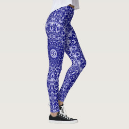 Midnight Blue en White Mandala Patroon Leggings