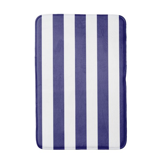 Midnight Blue en White Striped Bath Mat (Voorkant Verticaal)