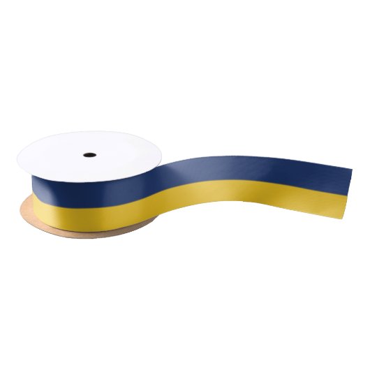 Midnight Blue en Yellow Corn Striped Satin Ribbon Lint (Spoel)