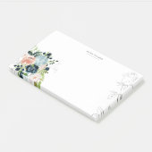 Midnight Blue Floral Blush Stationery Note Card (Schuin)
