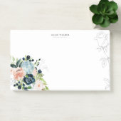 Midnight Blue Floral Blush Stationery Note Card (Kantoor)