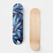 Midnight Blue Floral Skateboard met Abstract Leaf (Voorkant)