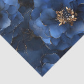 Midnight Blue Flowers Decoupage Tissue Paper Tissuepapier (Detail)