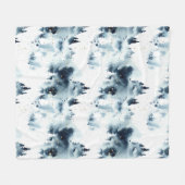 Midnight Blue Forest Waterverf Fleece Deken (Voorkant (Horizontaal))