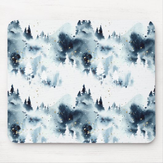 Midnight Blue Forest Waterverf Muismat (Voorkant)