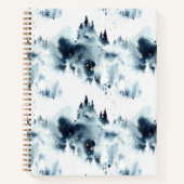 Midnight Blue Forest Waterverf Notitieboek (Voorkant)
