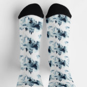 Midnight Blue Forest Waterverf Sokken (Top)