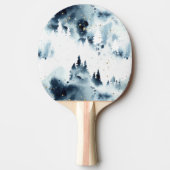 Midnight Blue Forest Waterverf Tafeltennisbatje (Voorkant)