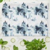 Midnight Blue Forest Waterverf Theedoek (Gevouwen)