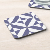 Midnight Blue Geometric Deco Cube Patroon Bier Onderzetter (Linkerzijde)