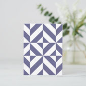 Midnight Blue Geometric Deco Cube Patroon Briefkaart (Staand voorkant)
