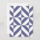 Midnight Blue Geometric Deco Cube Patroon Briefkaart (Voorkant / Achterkant)