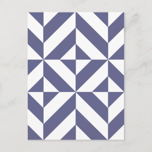 Midnight Blue Geometric Deco Cube Patroon Briefkaart