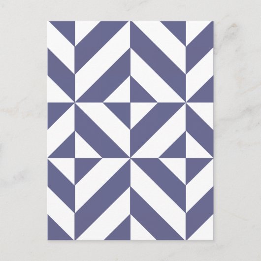 Midnight Blue Geometric Deco Cube Patroon Briefkaart (Voorkant)