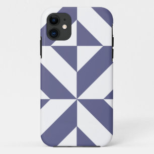 Midnight Blue Geometric Deco Cube Patroon iPhone 11 Hoesje