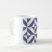 Midnight Blue Geometric Deco Cube Patroon Koffiemok (Voorkant links)