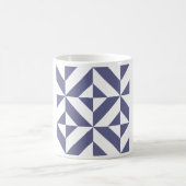 Midnight Blue Geometric Deco Cube Patroon Koffiemok (Center)