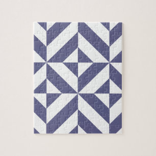 Midnight Blue Geometric Deco Cube Patroon Legpuzzel