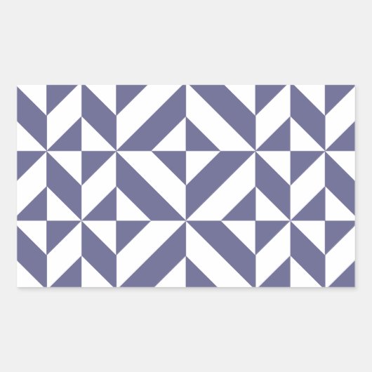 Midnight Blue Geometric Deco Cube Patroon Rechthoekige Sticker (Voorkant)