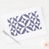Midnight Blue Geometric Deco Cube Patroon Rechthoekige Sticker (Envelop)