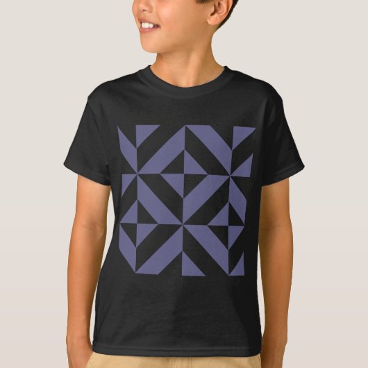 Midnight Blue Geometric Deco Cube Patroon T-shirt (Voorkant)