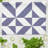 Midnight Blue Geometric Deco Cube Patroon Theedoek (Gevouwen)