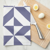 Midnight Blue Geometric Deco Cube Patroon Theedoek (Quarter Fold)