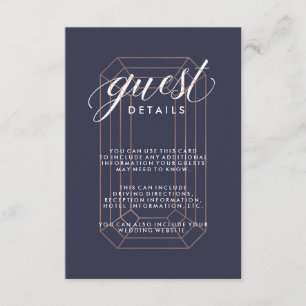 Midnight Blue Geometric Diamond Guest Information Informatiekaartje