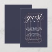 Midnight Blue Geometric Diamond Guest Information Informatiekaartje (Voorkant / Achterkant)