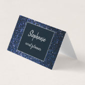Midnight Blue Glitter Wit Professioneel Modern Visitekaartjes (Voorkant)