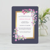Midnight Blue, Gold en Roze Bougainvillea Flowers Kaart (Staand voorkant)